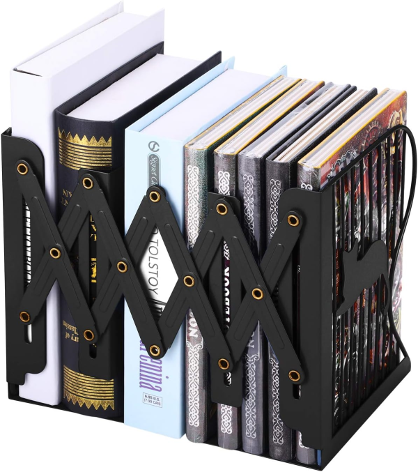 1 Pc Adjustable Bookend – Telescopic, Nonslip Book Stand (Random Color)