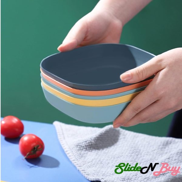 10pcs Elliptical Colorful Plate Set – Microwave Safe Plastic Dinner Plates with Stand for Snacks, Breakfast & More