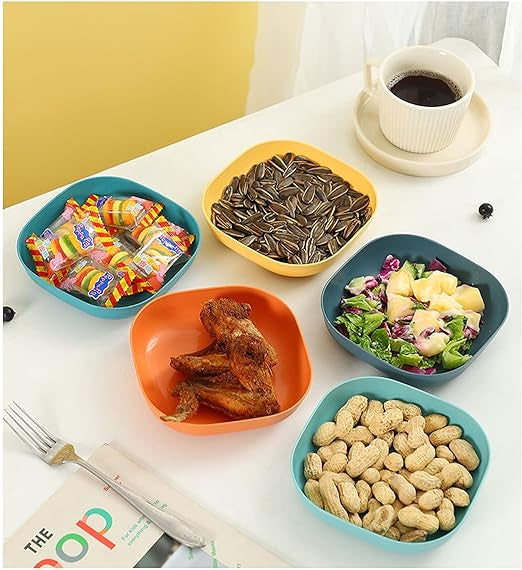 10pcs Elliptical Colorful Plate Set – Microwave Safe Plastic Dinner Plates with Stand for Snacks, Breakfast & More