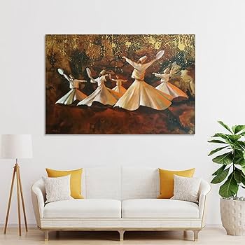Wooden Frame Wall Art Whirling Dervish Painting 12x16 Inch Single Frame Home Decor
