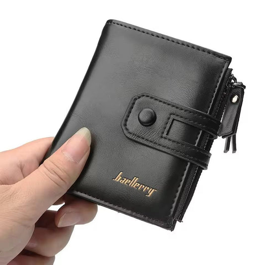 Original Buffalo Leather Trifold Wallet for Men – Full-Grain Genuine Leather Wallet with Coin Pocket, Card Slots, and ID Window