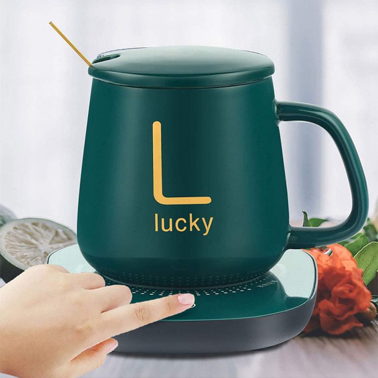 Ceramic Coffee Cup with Automatic Heating Pad in Green – Coffee Warmer Mug