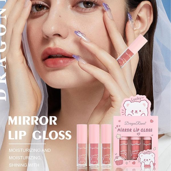 3 Pc Mirror Lip Gloss Set | Tinted Lip Balm + Hydrating Lip Oil + Plumping Gloss | Non-Sticky Lip Glow Stain (Random Shades)