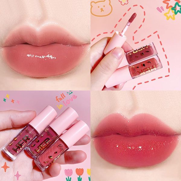 3 Pc Mirror Lip Gloss Set | Tinted Lip Balm + Hydrating Lip Oil + Plumping Gloss | Non-Sticky Lip Glow Stain (Random Shades)