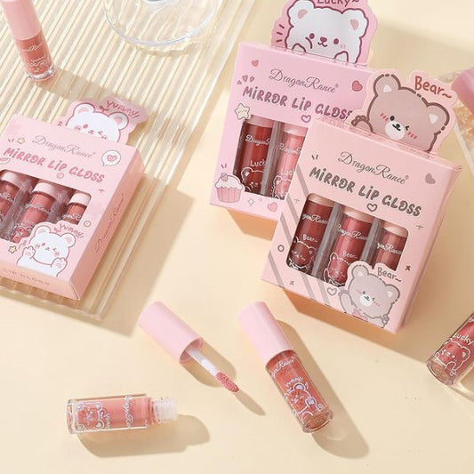 3 Pc Mirror Lip Gloss Set | Tinted Lip Balm + Hydrating Lip Oil + Plumping Gloss | Non-Sticky Lip Glow Stain (Random Shades)