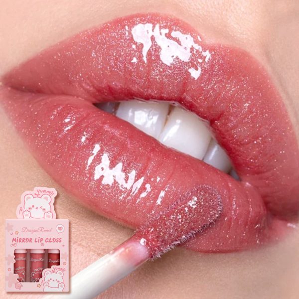 3 Pc Mirror Lip Gloss Set | Tinted Lip Balm + Hydrating Lip Oil + Plumping Gloss | Non-Sticky Lip Glow Stain (Random Shades)
