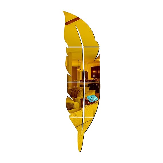 3D Acrylic Wall Leaf Mirror – 40 inch reflective decorative mirror sticker for home and room decor