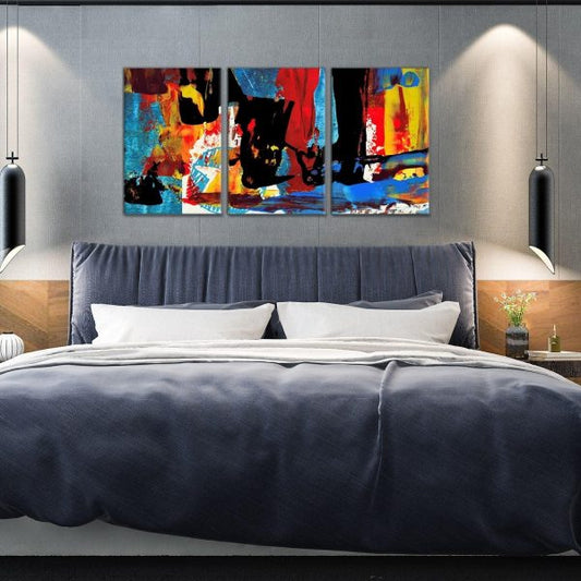 3D wall art set of 3 canvas panels – modern abstract design on thick gallery-wrapped frames