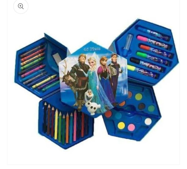 46 Pcs Disney Cartoon Painting Colour Kit for Kids – Includes Crayons, Paints, Pencils, and Stationery – Random Color Red or Blue