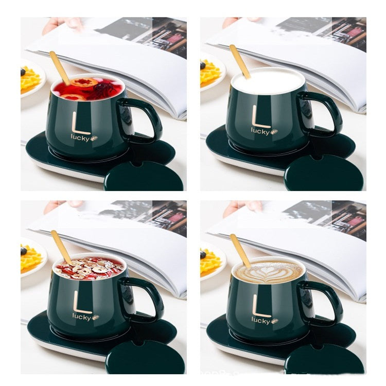 Ceramic Coffee Cup with Automatic Heating Pad in Green – Coffee Warmer Mug
