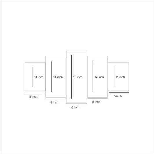 Diagram showing the dimensions of various rectangular frames with measurements in inches.