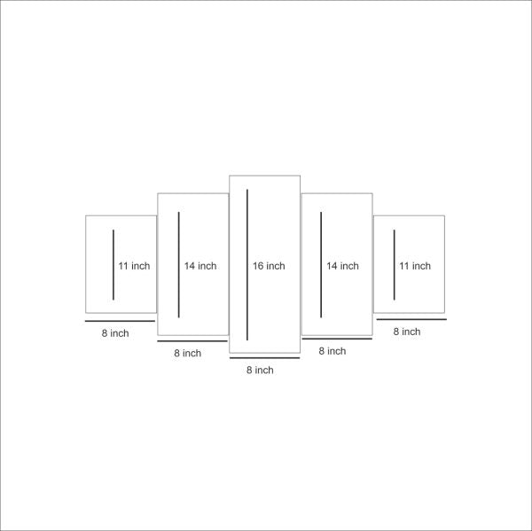 5 Piece Modular HD Printed MDF Wooden Islamic Calligraphy Wall Frame - Stickable Home Décor