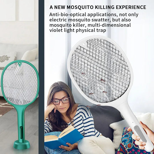 Anti Mosquito Racket – Electric Fly Swatter with USB Rechargeable 3-Layer Mesh & LED Light