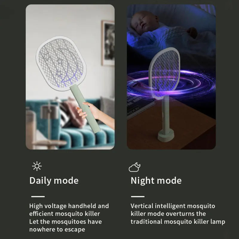 Anti Mosquito Racket – Electric Fly Swatter with USB Rechargeable 3-Layer Mesh & LED Light