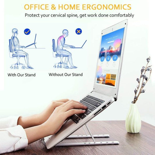 Adjustable Laptop and Tablet Stand, designed for ultimate comfort, portability, and durability. Perfect for laptops, tablets, and devices ranging from 10 to 15.6 inches