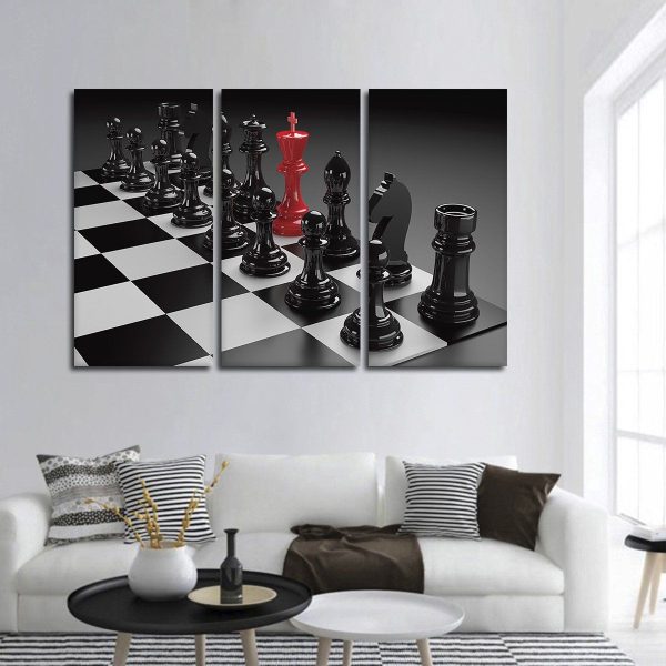 Chess Metal Wall Art Set 8x11 Inches Modern Game Room and Office Decor