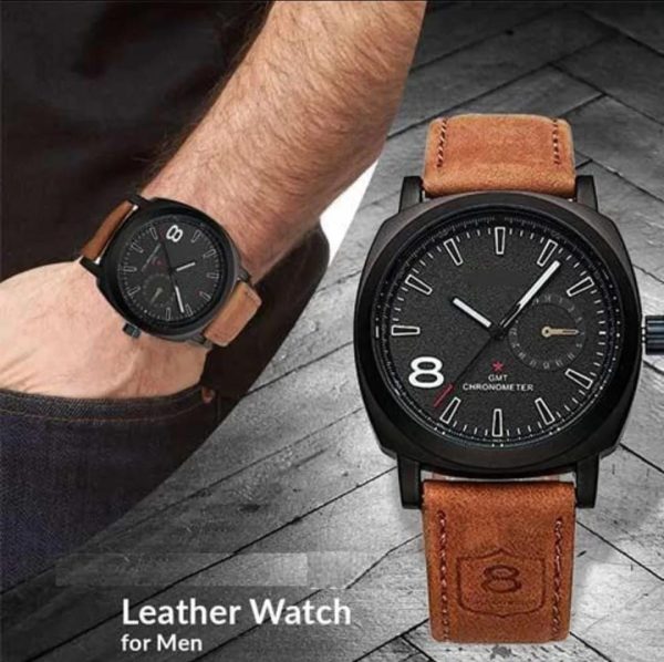 Curren GMT Chronometer Premium Leather Wristwatch for Men