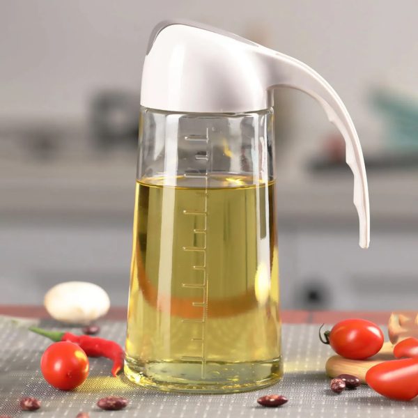 Glass Oil Dispenser Jug 450ml – Dual-Purpose Pour & Spray Bottle with High-Pressure Nozzle, Anti-Spill Design, C-Shaped Handle