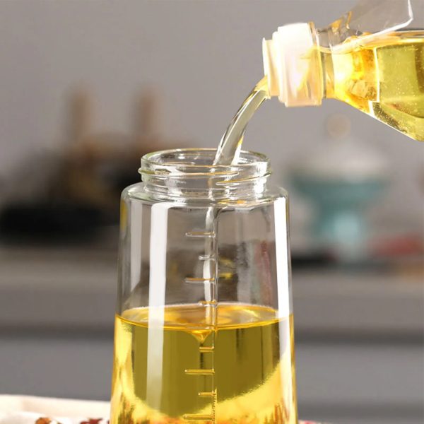 Glass Oil Dispenser Jug 450ml – Dual-Purpose Pour & Spray Bottle with High-Pressure Nozzle, Anti-Spill Design, C-Shaped Handle
