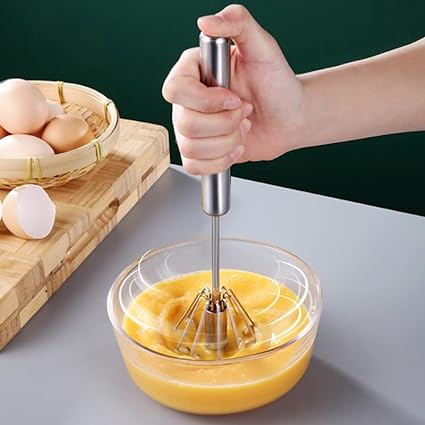 Hand Pressure Semi-Automatic Egg Beater Manual Whisk Stainless Steel Kitchen Tool