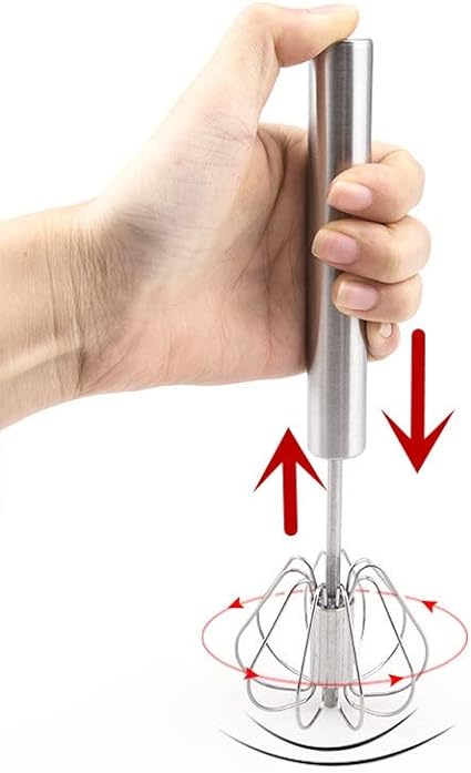 Hand Pressure Semi-Automatic Egg Beater Manual Whisk Stainless Steel Kitchen Tool
