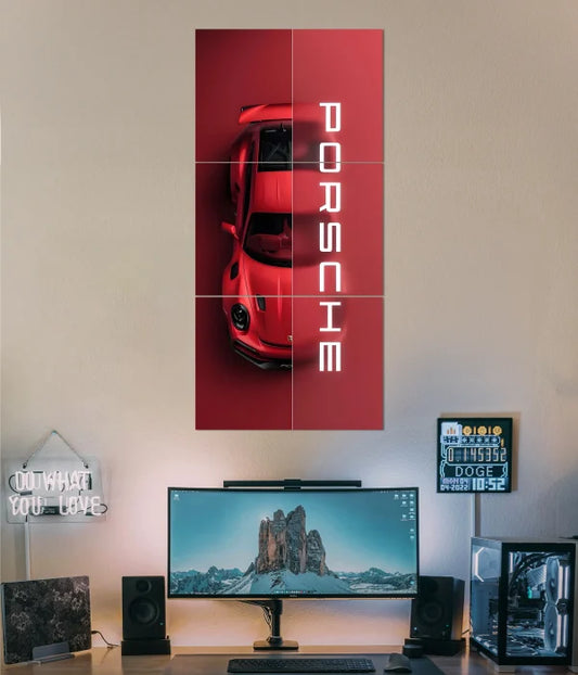 Set of 4 car design sticky photo tiles wall frames 8×11 inches home and office decor