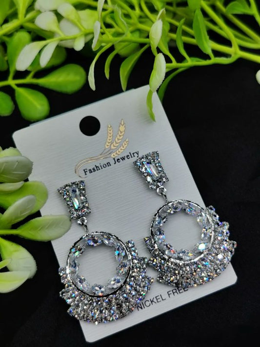 Dazzling crystal hoop earrings with imported sparkle design