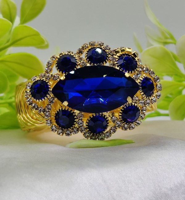 Sapphire blue oval crystal adjustable bracelet – imported luxury jewelry for women