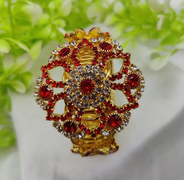Royal ruby red bracelet with golden detailing and adjustable fit