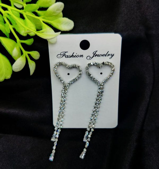 Imported Heart Drop Long Earrings – Timeless Elegance & Lasting Brilliance