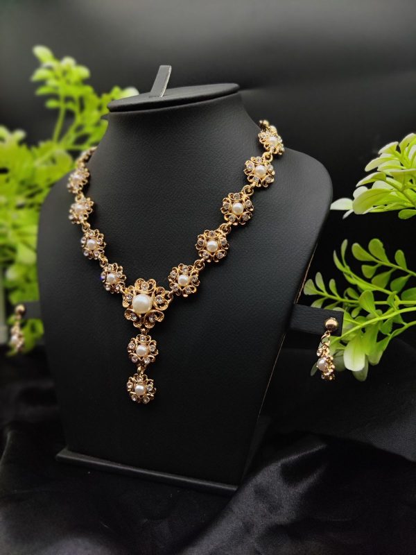 Imported Majestic Pearl Flower Necklace Set