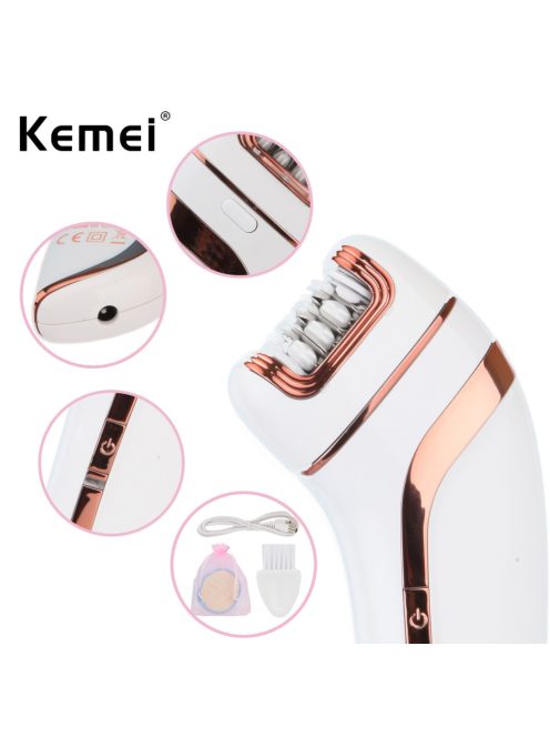 Kemei KM-1207A Epilator for Women with Extra Shaving Head | Rechargeable Lady Grooming Kit (Random Color)