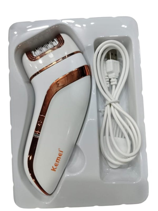 Kemei KM-1207A Epilator for Women with Extra Shaving Head | Rechargeable Lady Grooming Kit (Random Color)