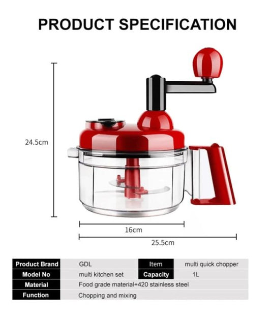 Manual Hand Vegetable Quick Chopper - Kachomer Salad Machine - High-Speed Onion Cutter