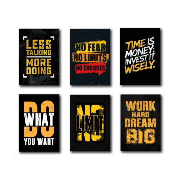 Pack of 6 Motivational Quotes Wooden Canvas Frames for home and wall decoratio