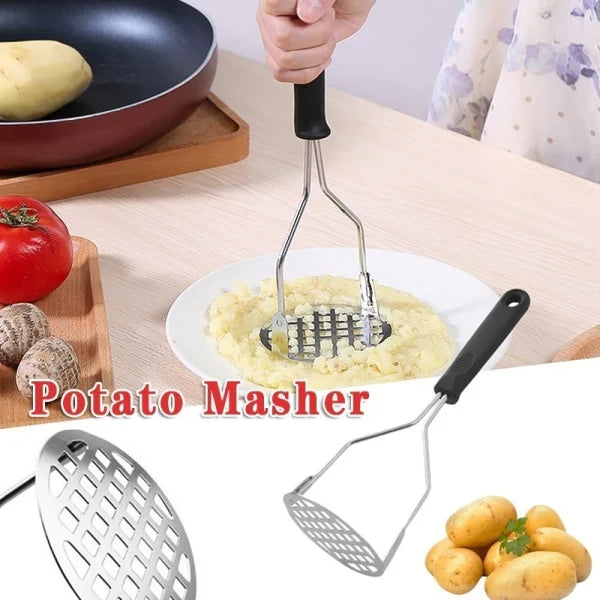 Potato Masher Stainless Steel Kitchen Vegetable Ricer | Manual Crusher Tool for Potato, Banana, Egg – Random Color