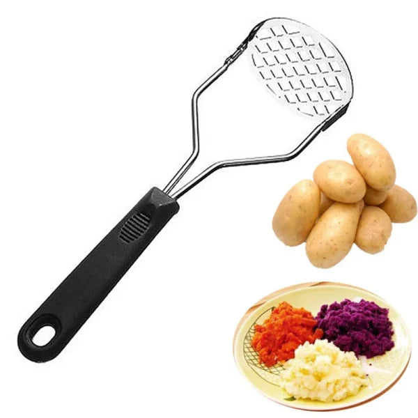 Potato Masher Stainless Steel Kitchen Vegetable Ricer | Manual Crusher Tool for Potato, Banana, Egg – Random Color