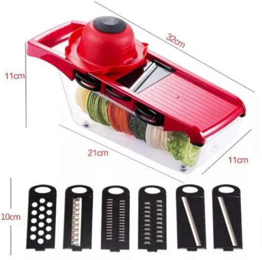 10 in 1 Red Mandolin Slicer Vegetable Cutter with Stainless Steel Blades and Peeler