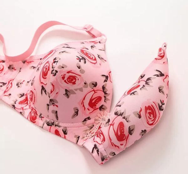 Printed Soft Cotton Padded Bra For Women - Stylish Everyday Comfortable Undergarment With Breathable Fabric (Random Color)