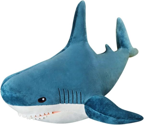 Ryttir Giant Shark Stuffed Animal Plush Pillow – Soft 35.4 inch Blue Shark Toy with White Belly and Fierce Teeth, Perfect for Kids, Boys, Girls, and Ocean Lovers