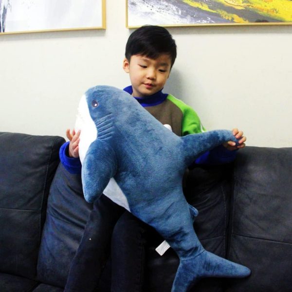 Ryttir Giant Shark Stuffed Animal Plush Pillow – Soft 35.4 inch Blue Shark Toy with White Belly and Fierce Teeth, Perfect for Kids, Boys, Girls, and Ocean Lovers