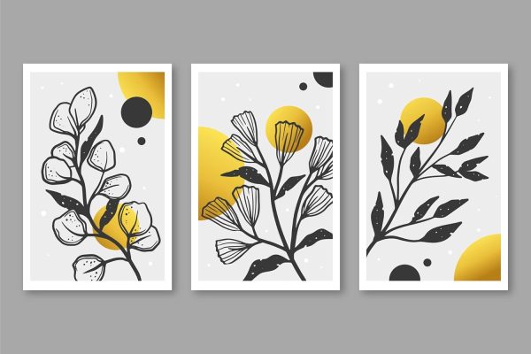 Set Of 3 Floral Wooden Canvas Wall Frames – 8x11 Stickable Photo Tiles For Living Room & Bedroom Décor