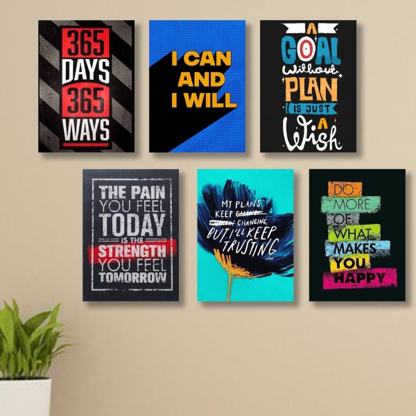 Set of 6 Motivational Wooden Canvas Frames – Wall Decor