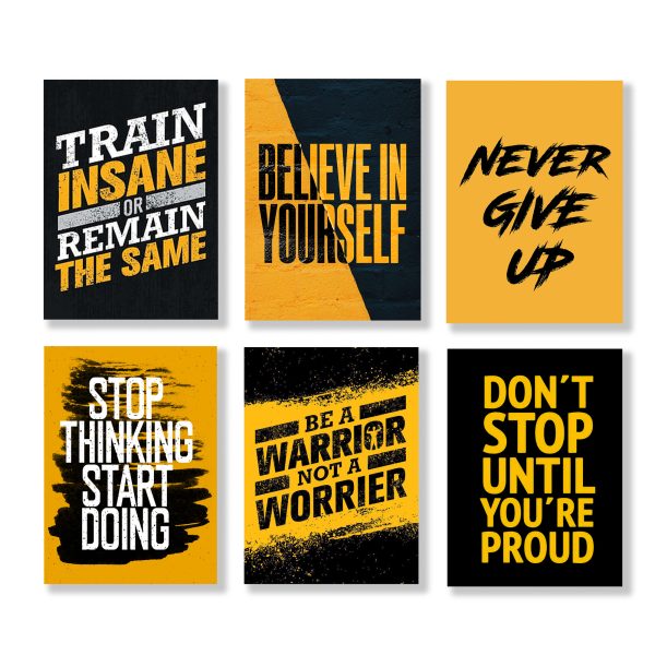 Set of 6 motivational wooden canvas frames, perfect for enhancing any home, office, or workspace.