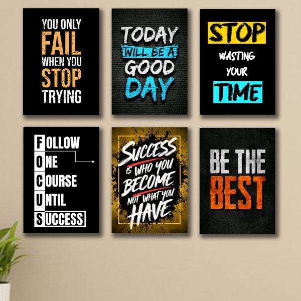 Set of 6 Motivational Wooden Canvas Frames, designed to bring a spiritual and uplifting vibe to any space for home and office decor