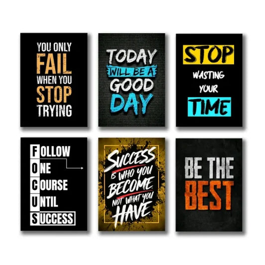 Set of 6 Motivational Wooden Canvas Frames, designed to bring a spiritual and uplifting vibe to any space for home and office decor