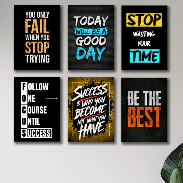 Set of 6 Motivational Wooden Canvas Frames, designed to bring a spiritual and uplifting vibe to any space for home and office decor