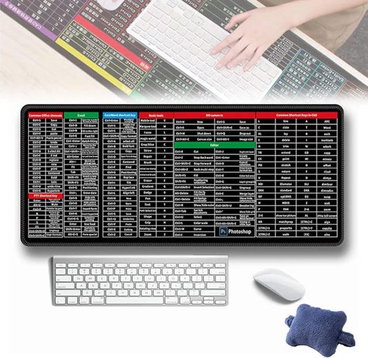 Shortcut Keyboard Mat Office PS Lock Edge 30x80cm with CAD Word Excel AI PPT Shortcuts