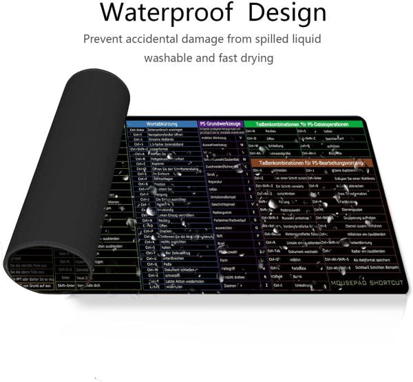 Shortcut Keyboard Mat Office PS Lock Edge 30x80cm with CAD Word Excel AI PPT Shortcuts