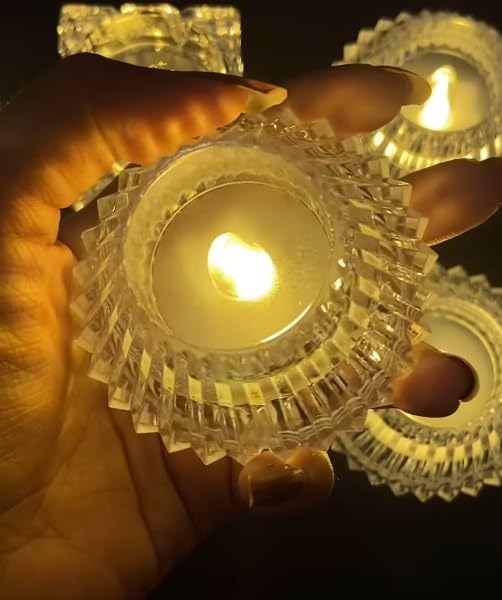 Smokeless & Flameless LED Tealight – Crystal Diamond Diya Candle